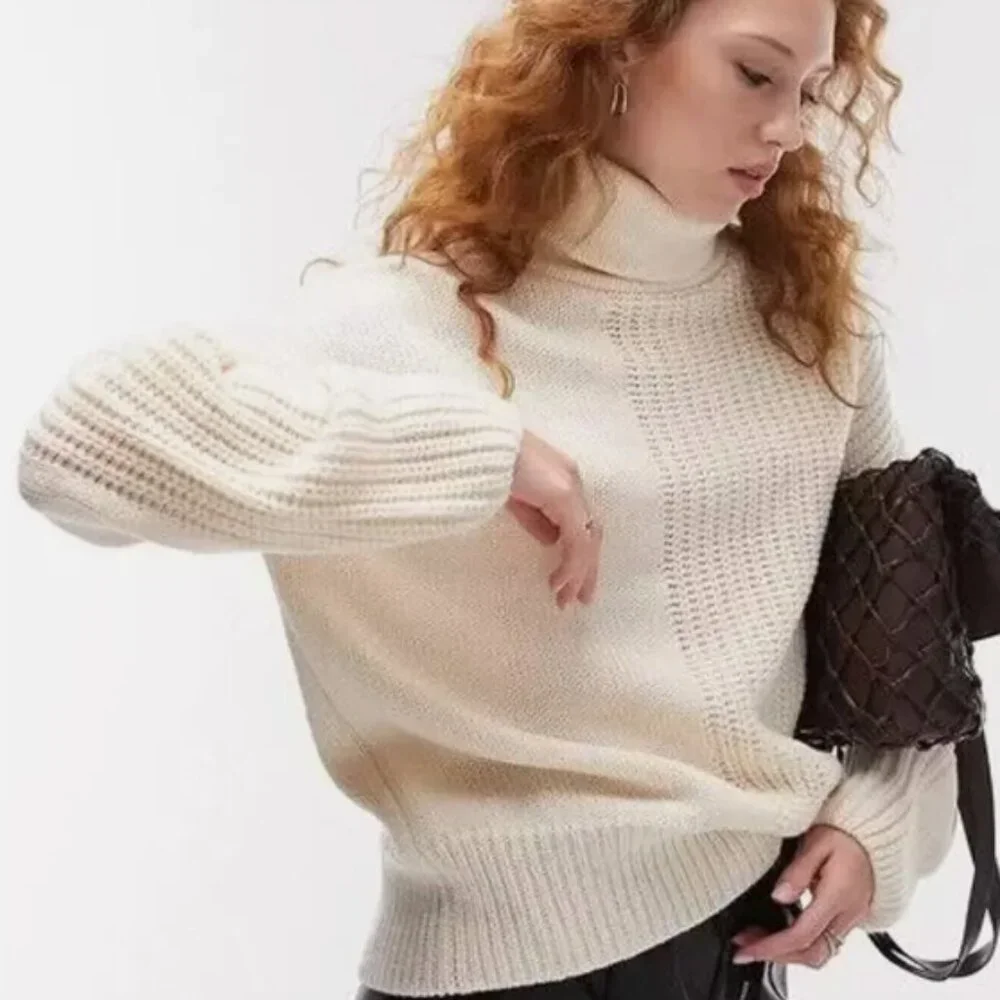 Topshop White roll Neck knitted sweater - Picture 6 of 7